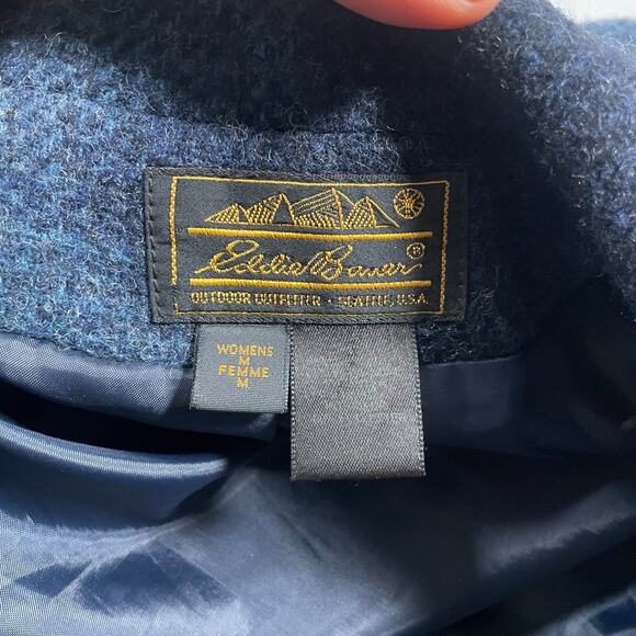 Eddie Bauer Women's Blue Plaid Two Butlton Wool Blazer Size M Vintage 90s - Picture 9 of 13